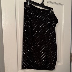 Calvin Klein Black Pencil Skirt with Silver Accents